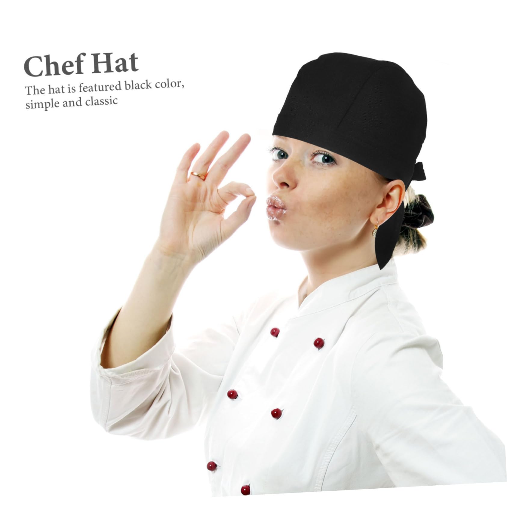 Beaupretty Cappello da Cucina Nero in Cotone 6 Pezzi per Chef Ristorante | Stile Semplice e Classico, Adatto a Sala Pranzo e Servizio, Vestibilità Aderente al Capo