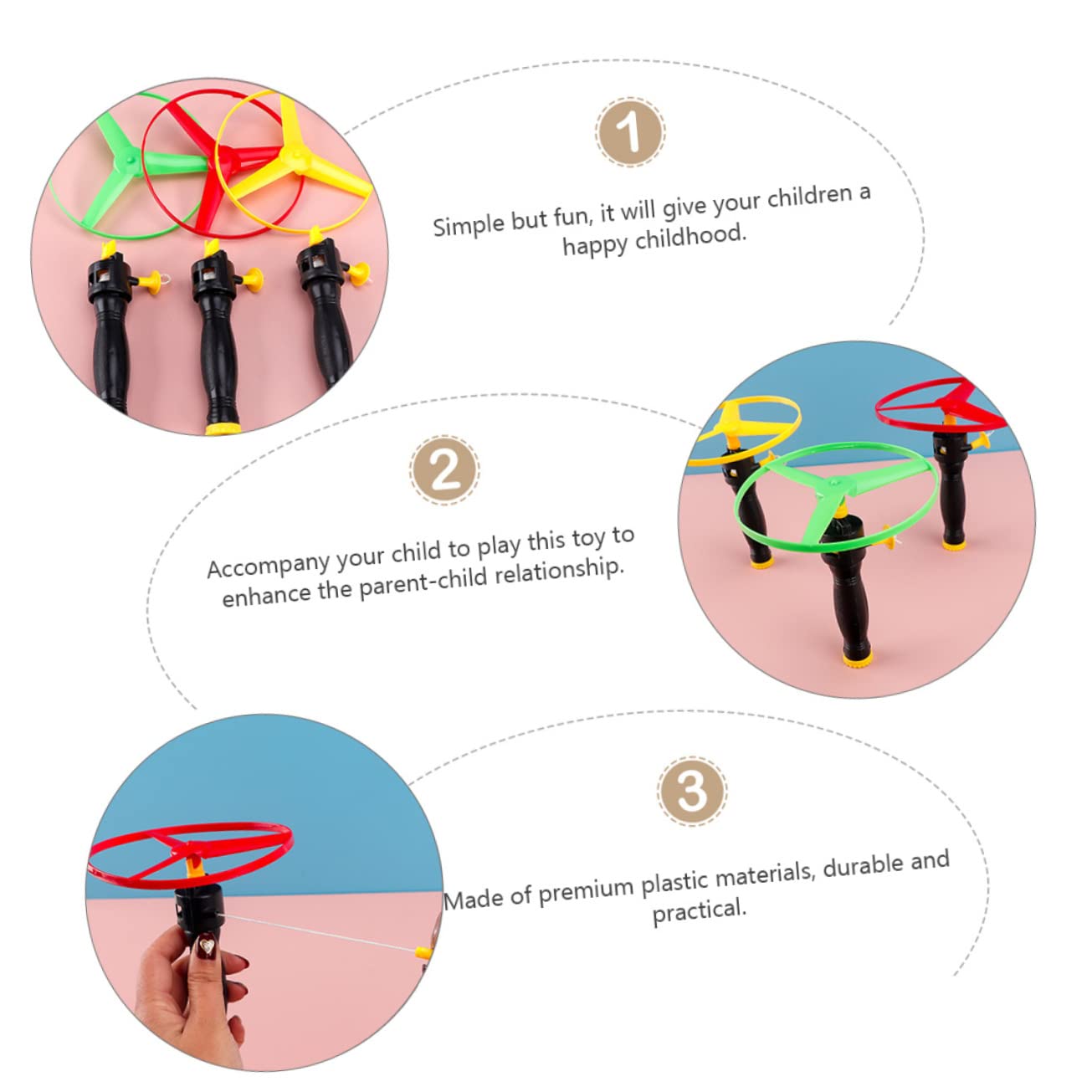 LIOOBO 10pcs Boys and Girls Flying Disc Saucer Toy Pull String Game for Play Mini Airplane Toys for Boys Girls Learning Gravity and Motor Skills Random