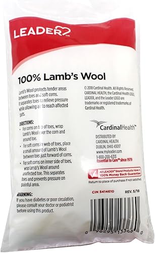 Miniatura 5 de Leader Acolchado 100% de lana de cordero, proporciona comodidad acolchada y alivio del dolor entre los dedos de los pies, 38 onzas