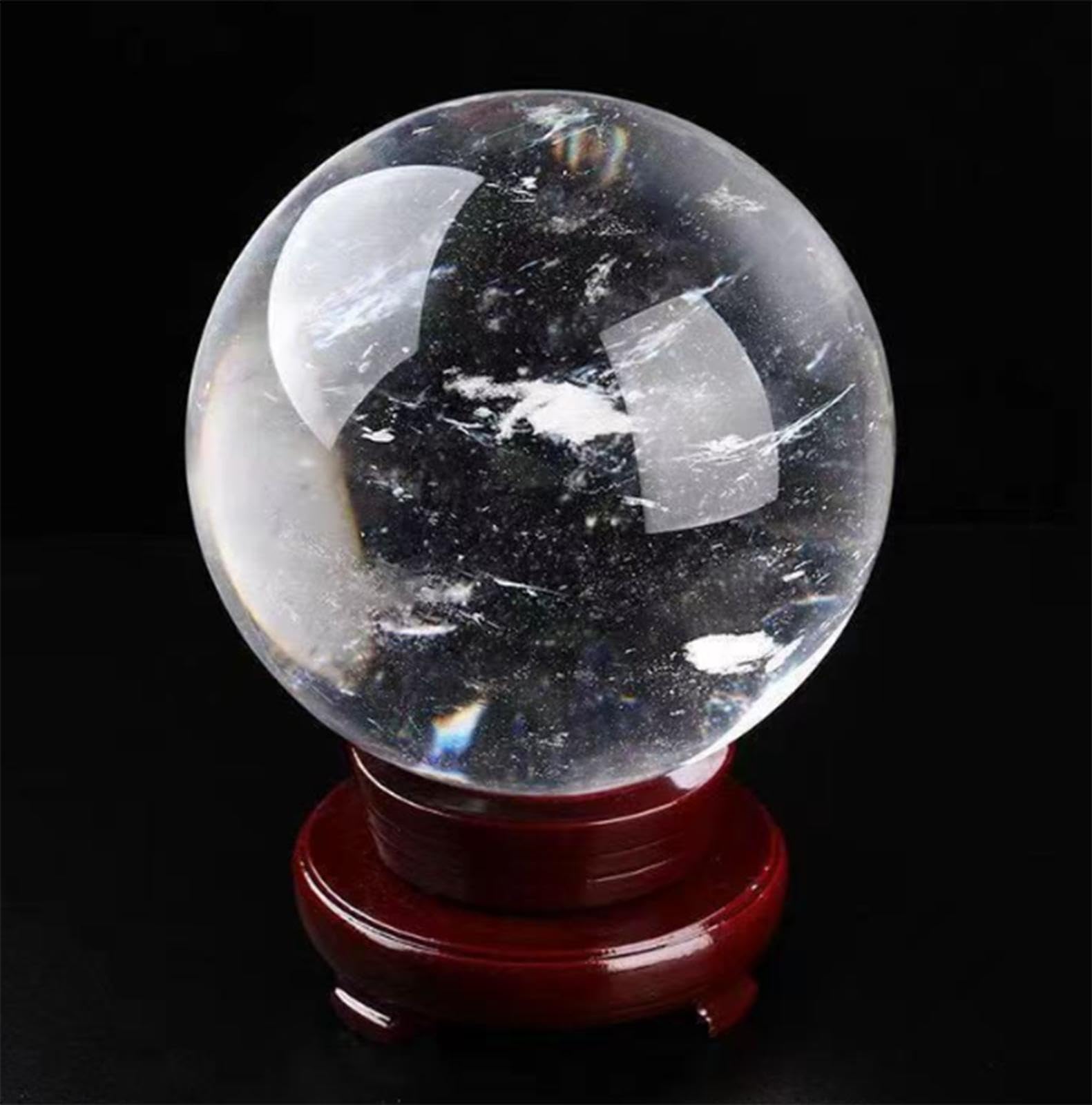 BJXKHFPIV White Crystal Ball Clear Quartz Crystal Ball Gemstone Sphere with Stand Feng Shui Divination Sphere for Home Decor,Fortune Telling,12cm