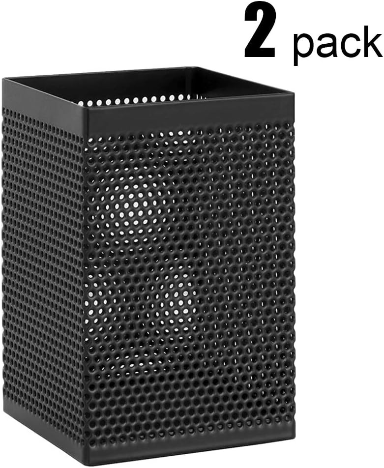 YOSCO Mesh Pencil Pot Metal Pen Holder Pen Organizer for Desk Office,Black (2 Pack)