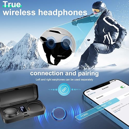 Miniatura 2 de 3T6B Auriculares Bluetooth para motocicleta con estuche de carga, altavoz Bluetooth para casco con micrófonos y control remoto, batería de 1900 mAh,