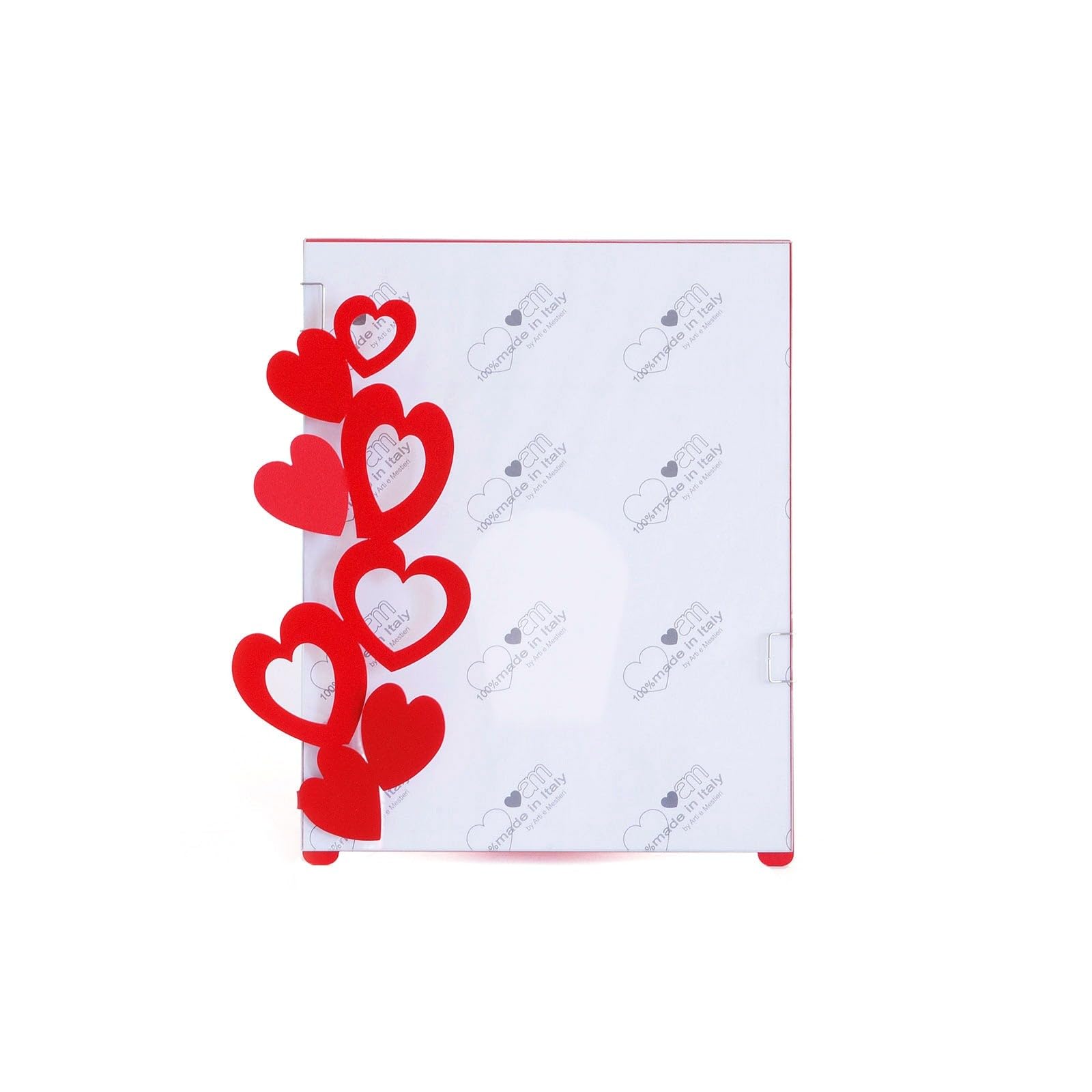 Porte-photo cœurs Arti e Mestieri rouge idéal pour sublimer une table de chevet
