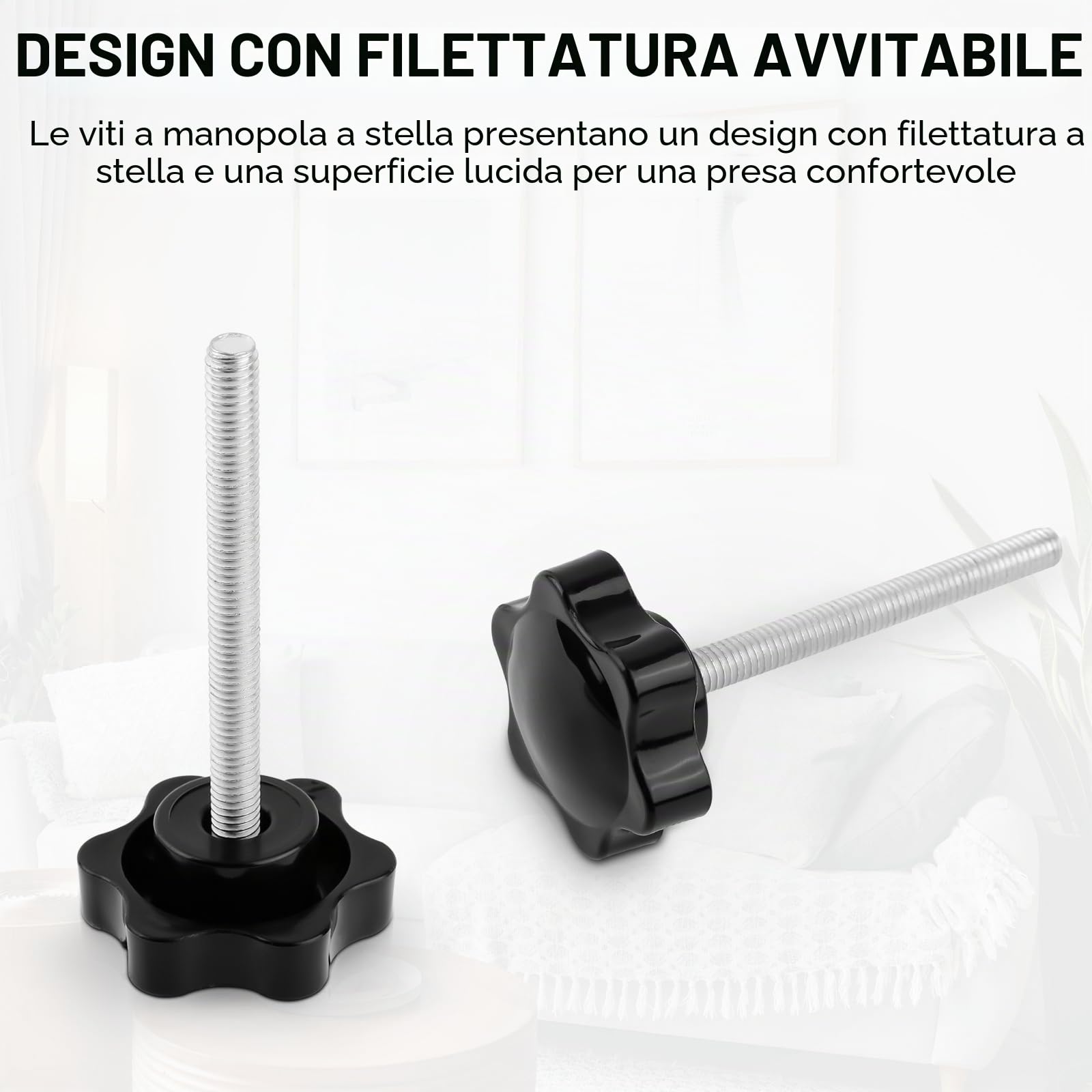 10 pezzi Viti con testa zigrinata a forma di stella M6 x 50mm Filettatura 60mm Dia Esagonale A Forma Stella Vite Bloccaggio Pomello Manopole per attrezzature industriali