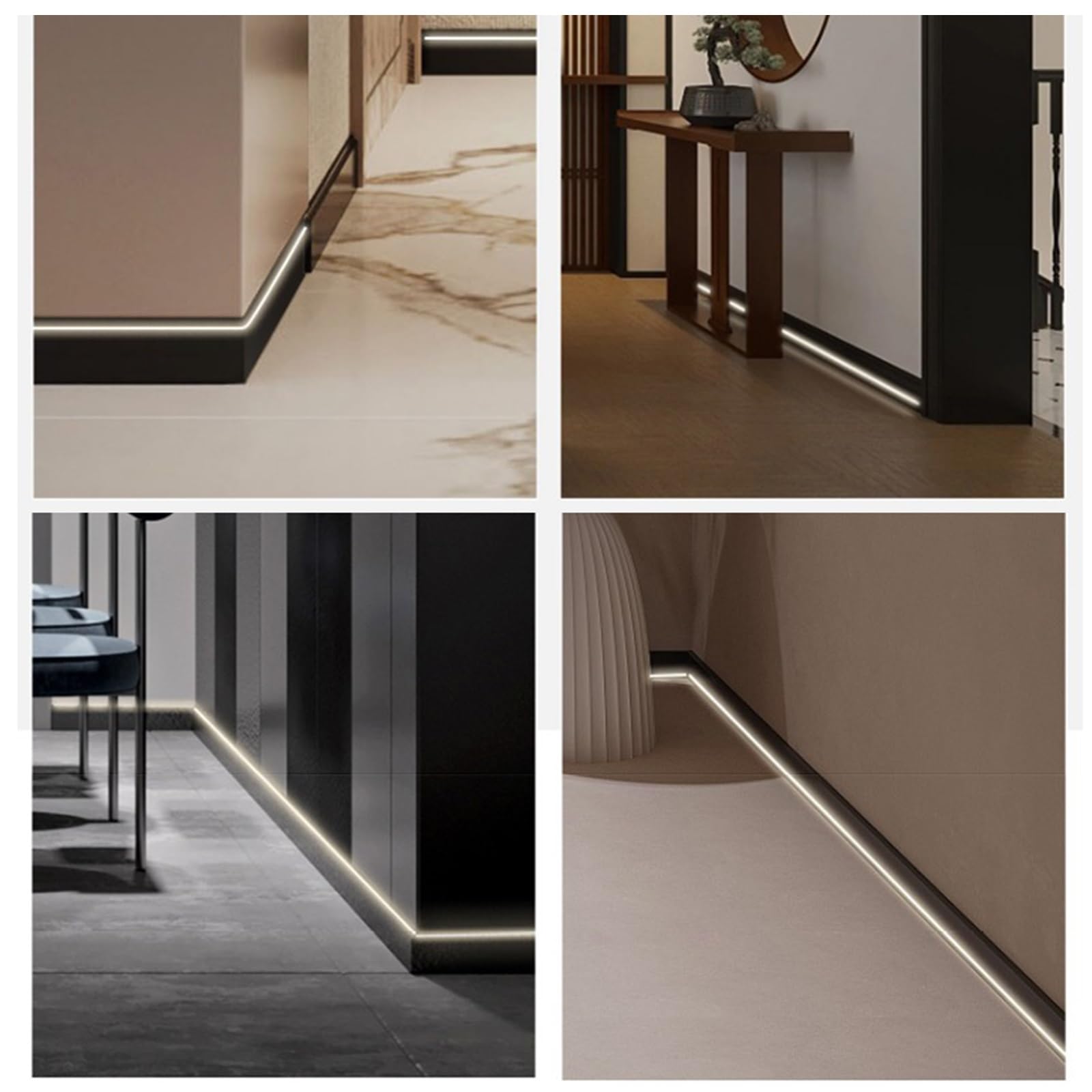 Moldura de remate de Techo, zócalo de Aluminio para iluminación indirecta, Montaje en Superficie de 7,6 x 7,6 cm, 8 Metros de Longitud. Ideal para molduras de Techo y zócalos de Pared. Diseñ