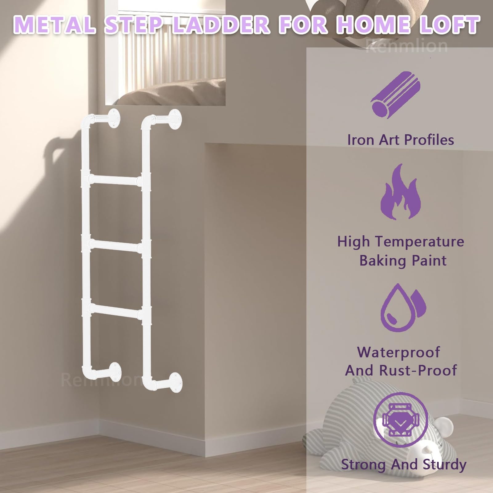 Escalera de Emergencia Resistente para Huecos de Ventanas, Escalera de Metal Blanca de 1,2 m, 1,5 m, 1,8 m, 2,1 m y 2,4 m, para emergencias en Caso de Incendio, montada en la Pared, para par