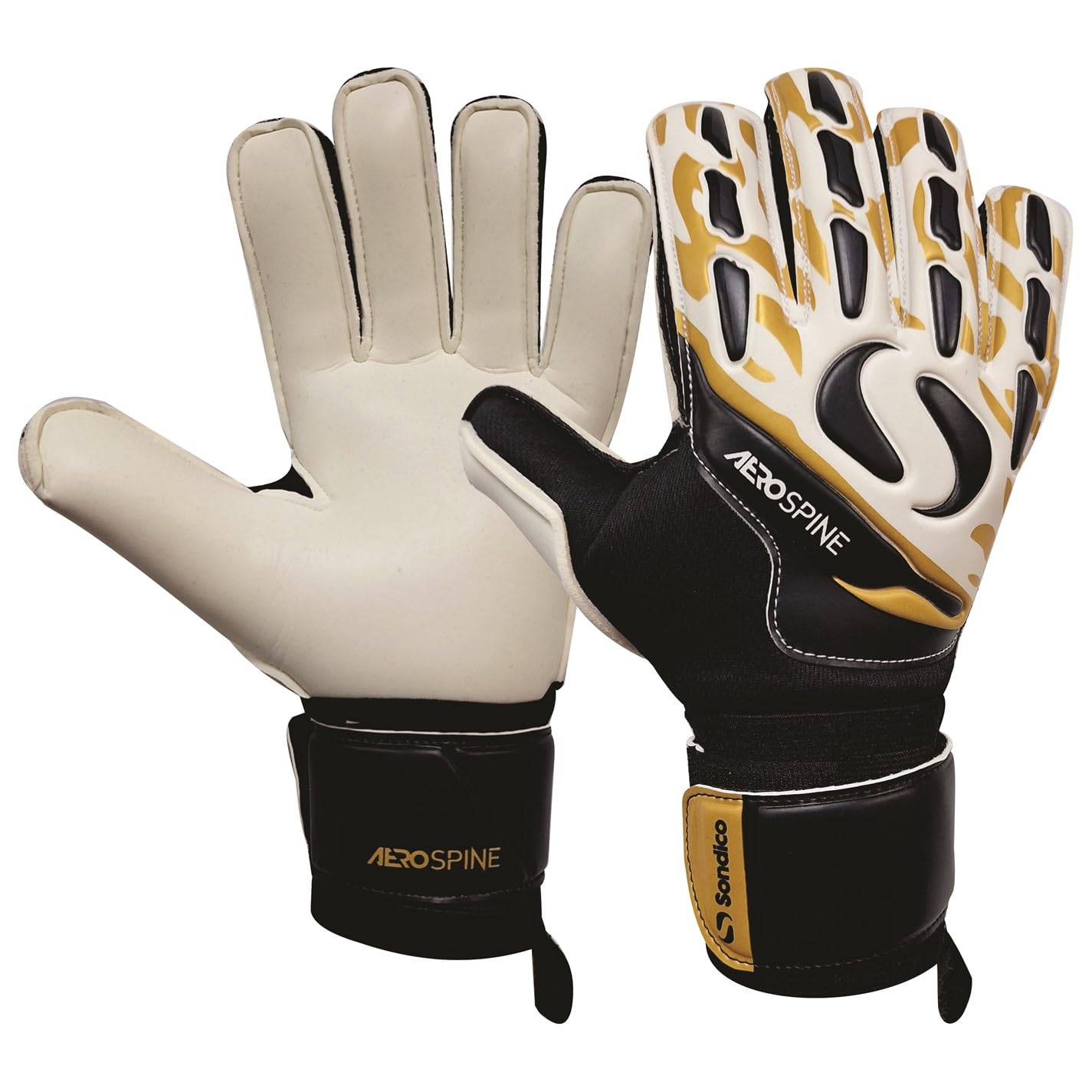 Sondico Unisex Aerospine Goalkeeper Gloves Black/gold 7