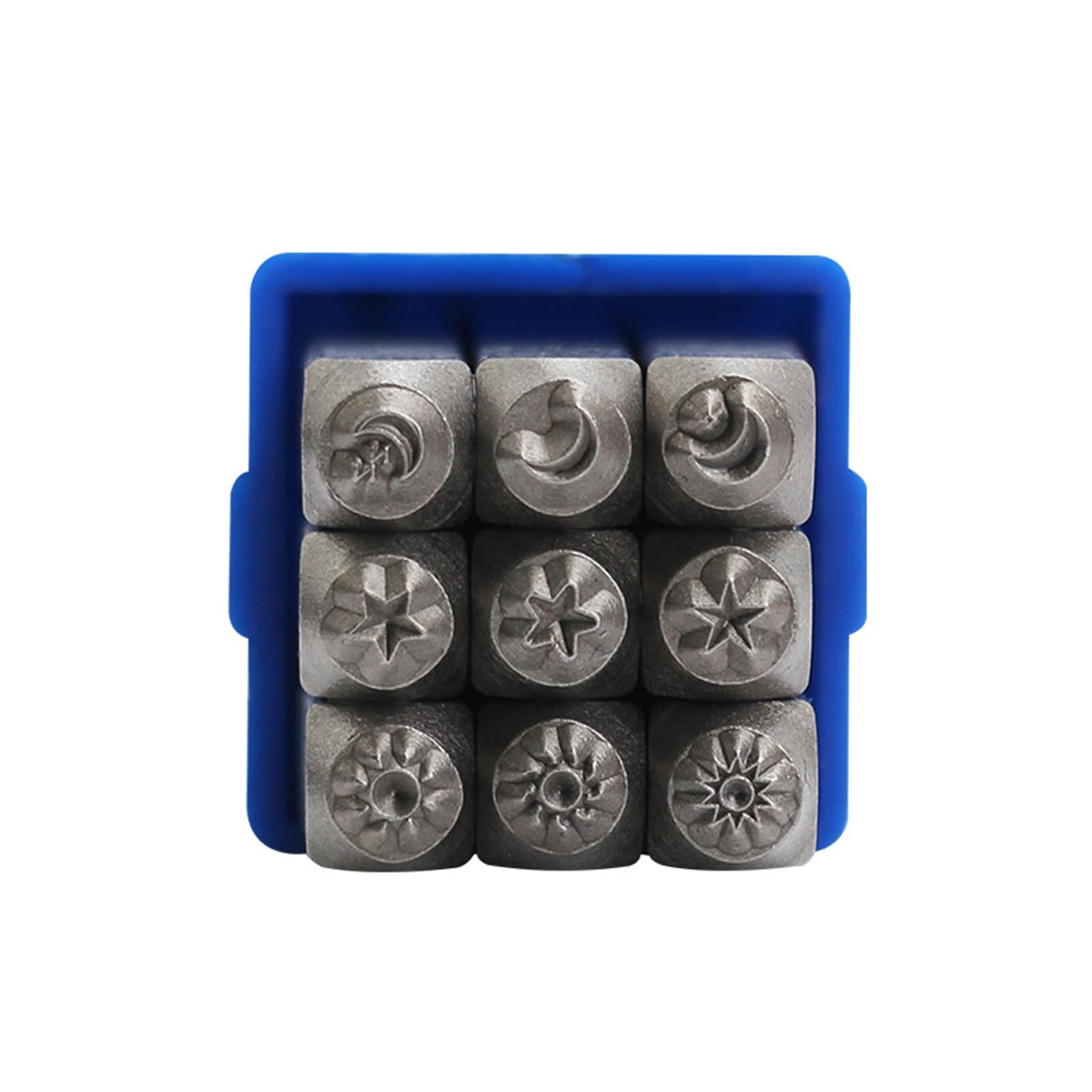 ZSYTF 9Pcs Metal Sun And Star Set For Stamping Metal Leather Jewelery Making 3MM (1/8”) Steel Stamping Tool Leather Crafting