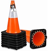 Vista 9 de BESEA - Paquete de 6 conos de tráfico de 18 pulgadas, conos de seguridad naranjas con collar reflectante de 6 pulgadas para uso en el hogar