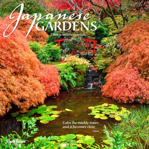 Japanese Gardens | 2025 12 x 24 Inch Monthly Square Wall Calendar | Plastic-Free | Brush Dance | Gardening Outdoor Home Country Nature