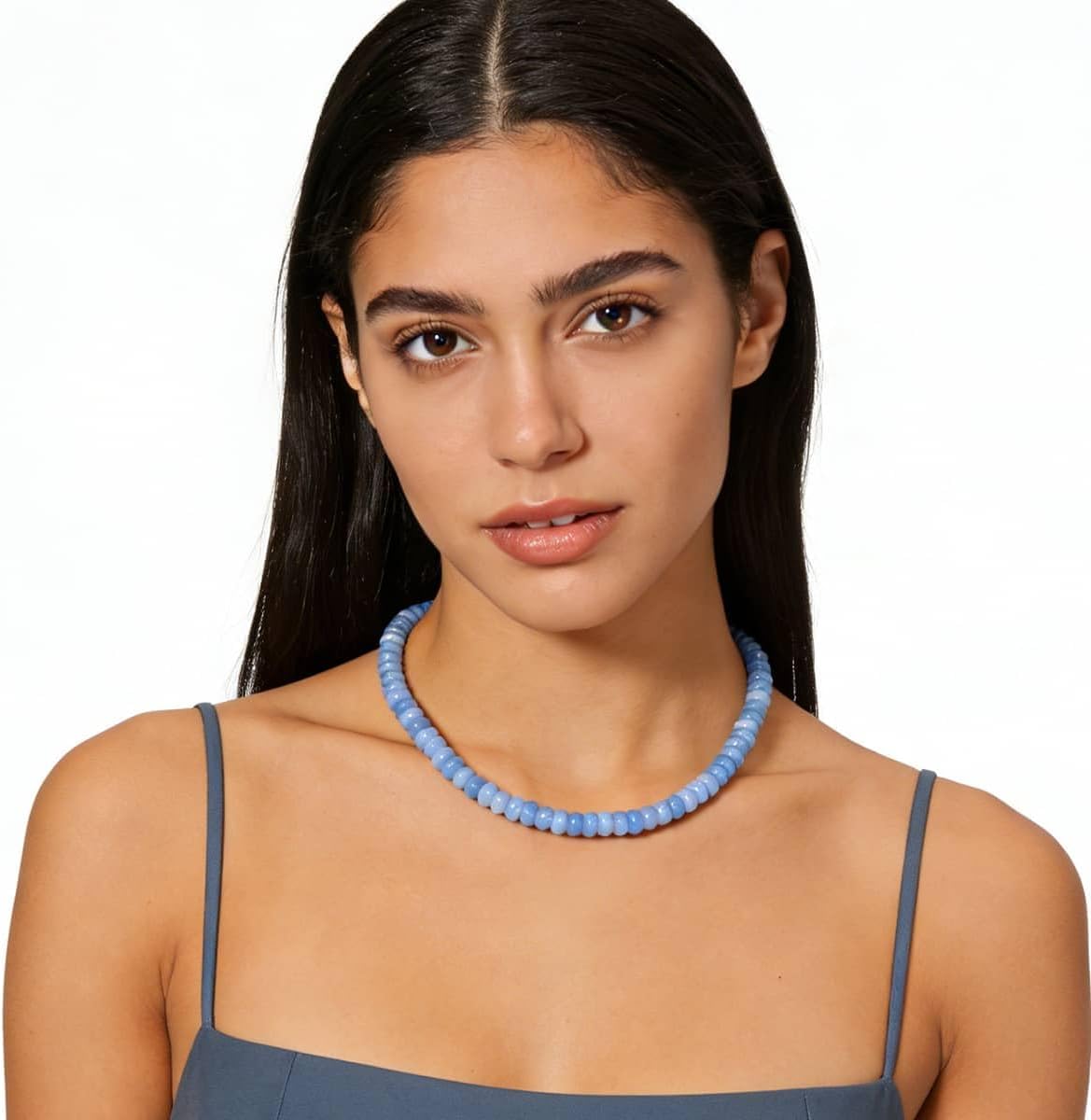 Beaded Necklace for Women,Natural Gemstone Necklace for Women,Colorful Bead Choker Necklace Handmade Surfer Beach Necklace Trendy Jewelry Gift for Women - Image 4