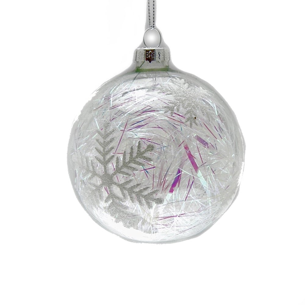 Gisela GrahamSpun Glass Snowflake Christmas Bauble 8cm