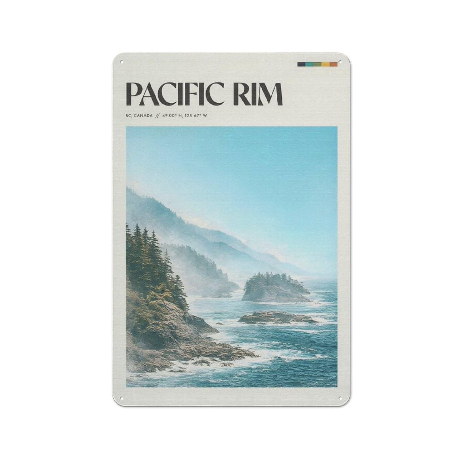 Junmoney Style-13 Friendly Cafe Metal Sign 30X20cm Featuring Pacific Rim Bc Canada Coastline, Cafe Wall Decor For Tea Room, Shop Wall Or Breakfast Area