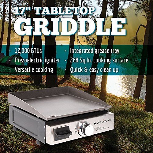 Blackstone-1650-Tabletop-Grill-without-Hood-Propane-Fuelled--17-inch-Portable-Stovetop-Gas-Griddle-Rear-Grease-Trap-for-Kitchen-Outdoor-Camping-Tailgating-or-Picnicking-Black