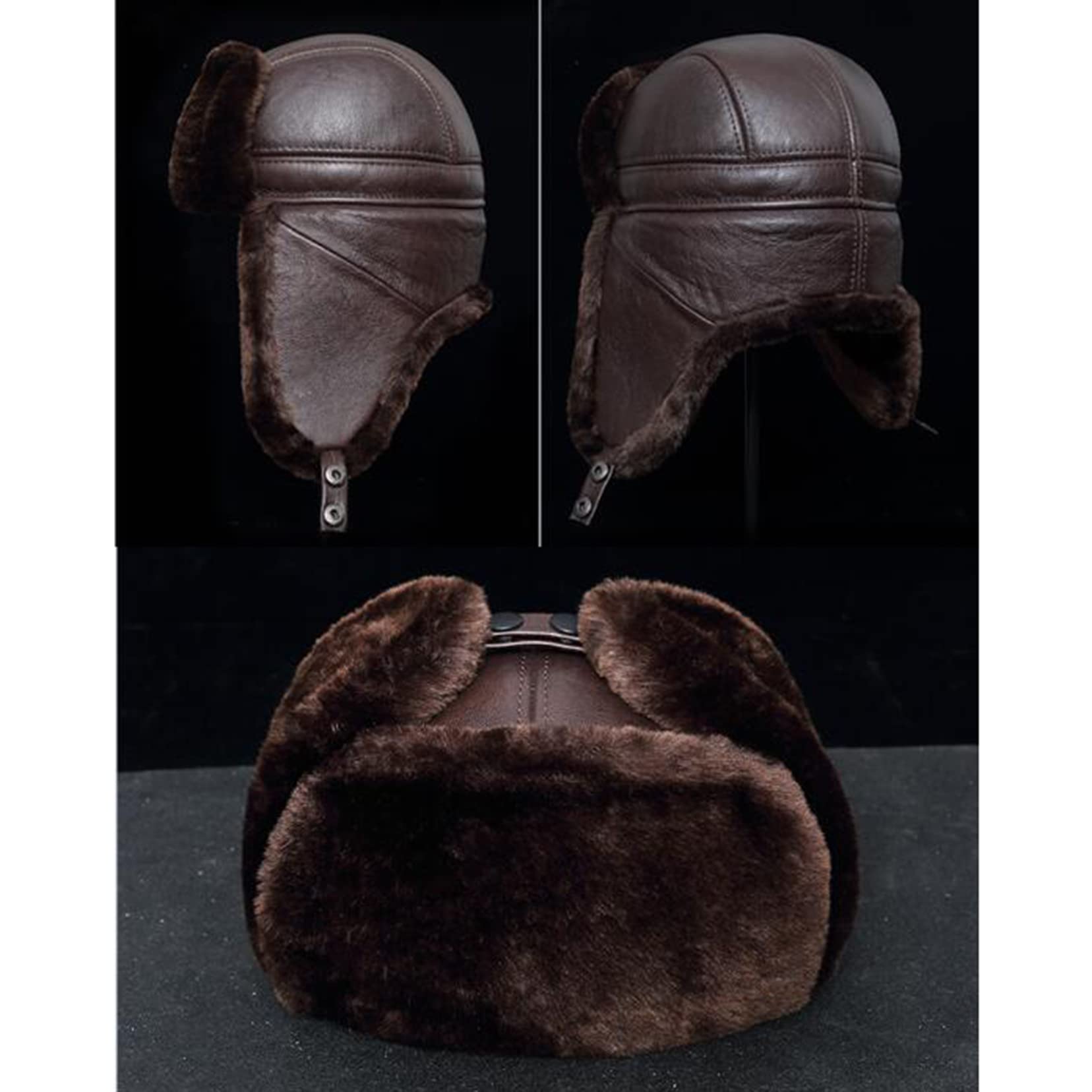Brązowy kapelusz zimowe czapki dla mężczyzn, ciepły rosyjski kapelusz z klapkami na uszy damskie czapki brązowy-62cm, brązowy-7 5/8,Brown-7 5/8