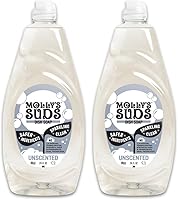 Vista 1 de Molly's Suds Jabón líquido para platos Ingredientes limpios y simples Poder de fregado extra Sin perfume, 24 oz - Paquete de 2