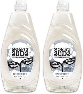 Molly's Suds Jabón líquido para platos | Ingredientes limpios y simples | Poder de fregado extra | Sin perfume, 24 oz - Paquete de 2
