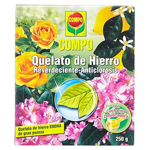 COMPO Quelato de hierro, Reverdeciente anticlorosis, EDDHA 13% Hierro soluble en agua, Incl. Cuchara dosificadora, 250 g
