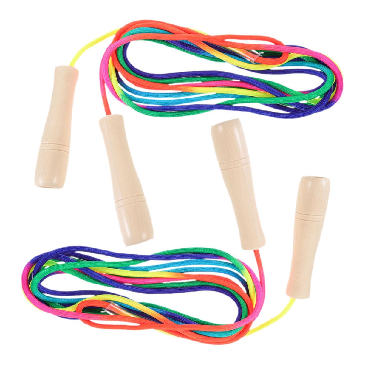 VICASKY 2pcs Adjustable Skipping Rope Colorful Wooden Handle Jump Rope for Adults for Home Fitness Workout and Fun Exercise Activities for All Heights