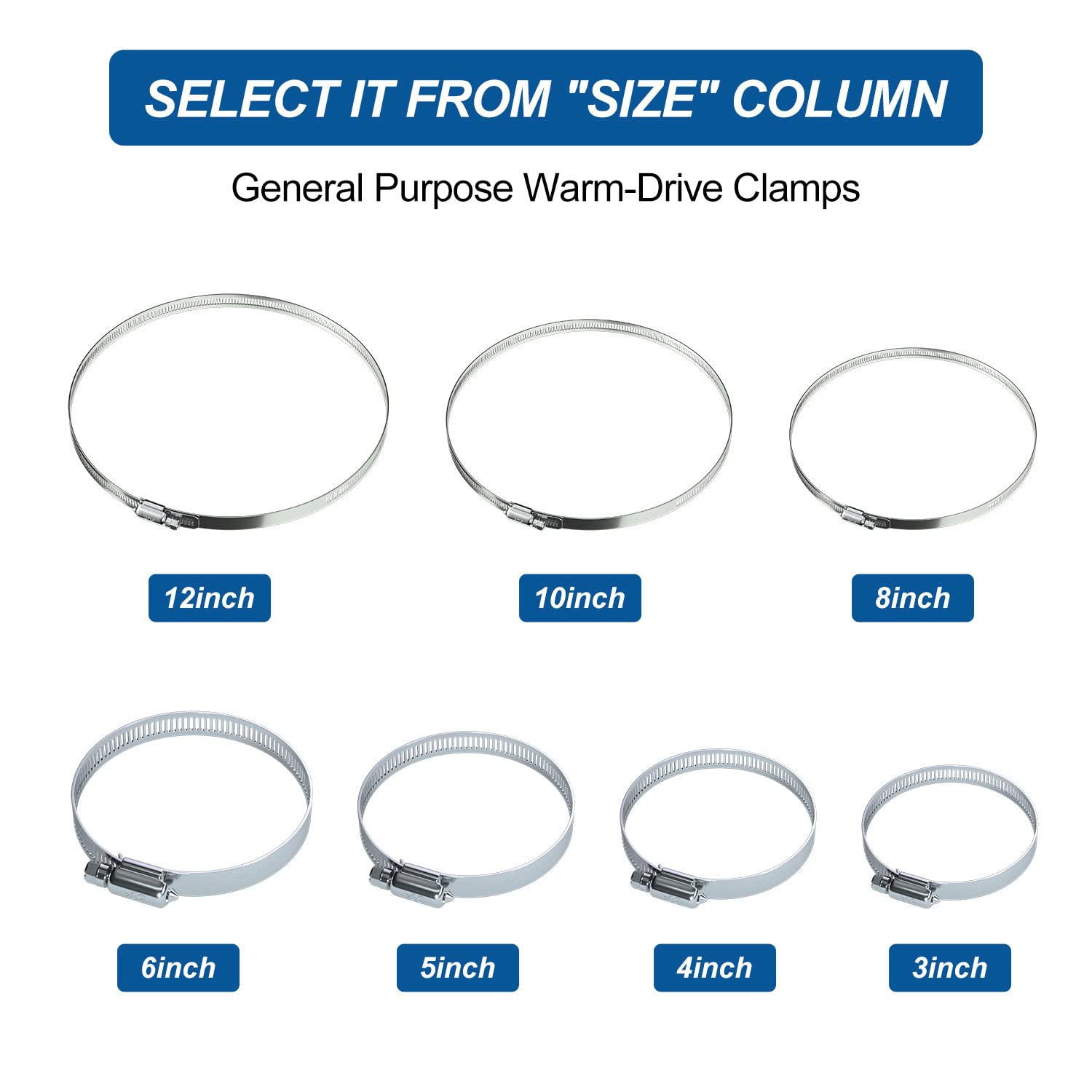 Hose Clamp Set - 6PCS 8 Inch 304 Stainless Steel Worm Gear Hose Clamps For Fuel Line,dryer,Intercooler,Garden Water Pipe And Washing - View #7