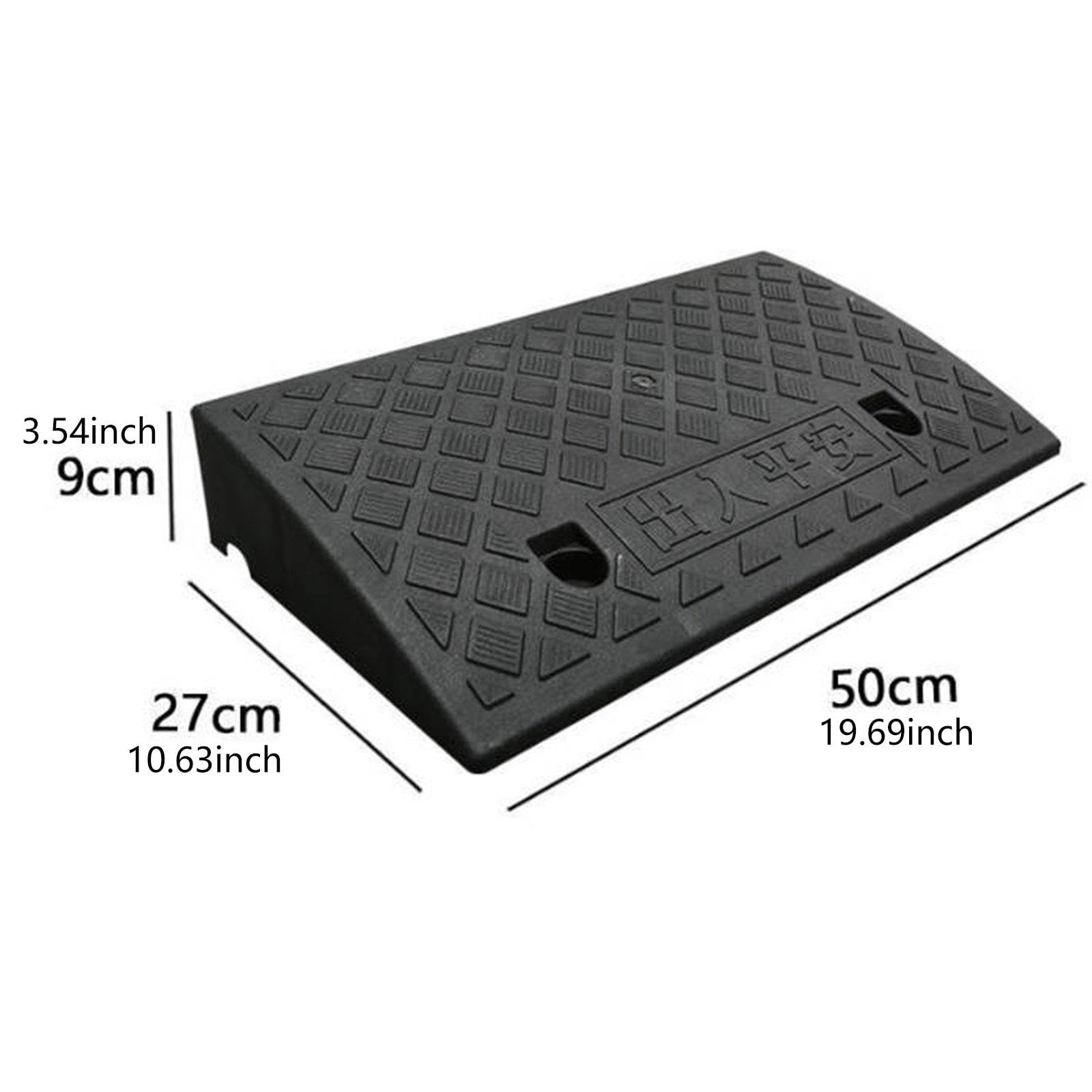 Rampa de Bordillo Portátil Y Fácil de Usar, Cojín Triangular para Subir Terraplenes de Carreteras para Mover Carretillas Y Cortadoras de Césped, Negro 50cmx27cmx9cm