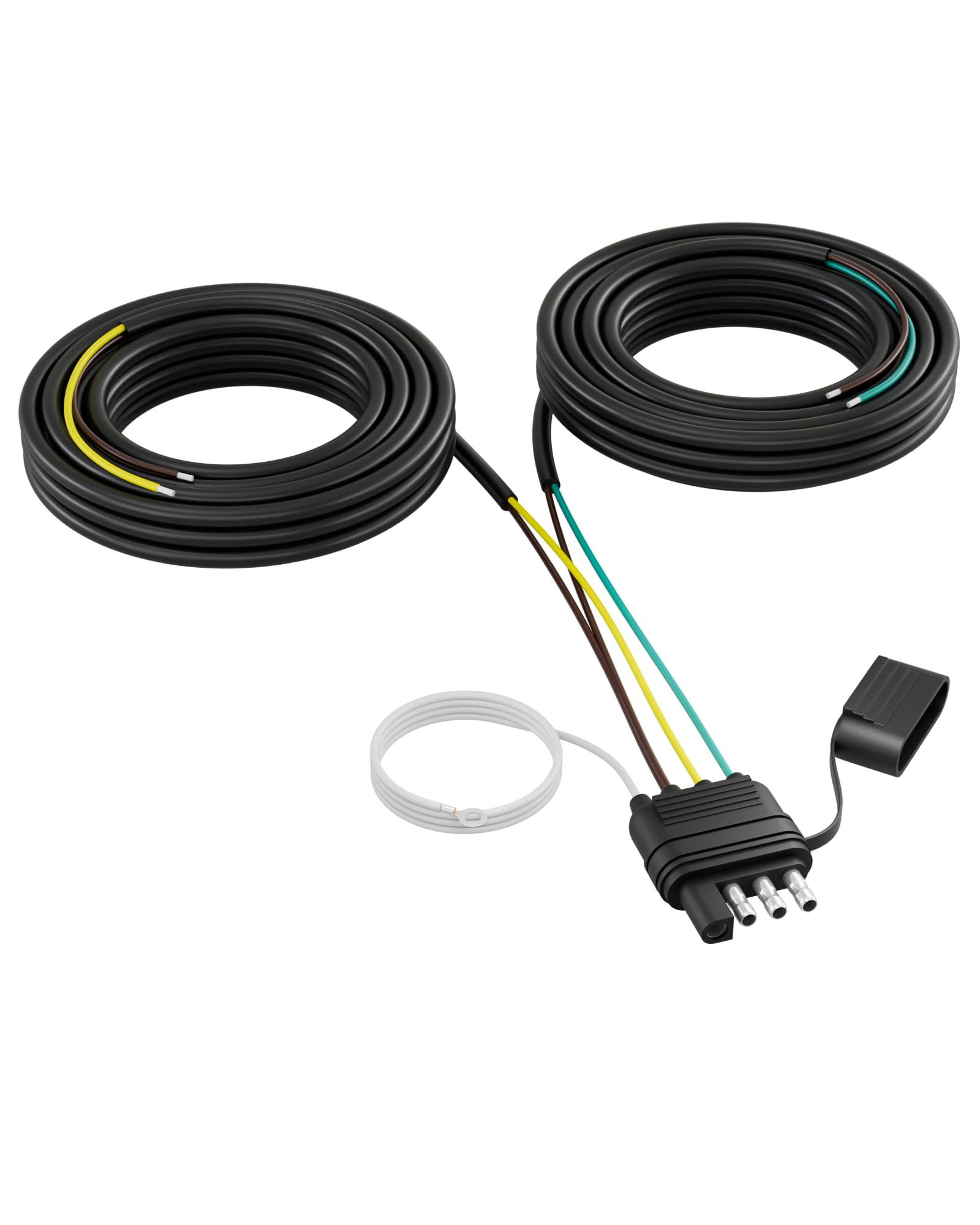 JivaJot 26FT 4 Pin 5 Wire Trailer Wiring Harness, Wishbone Trailer Light Kit, 4 Way Flat Trailer Connector, 5 Wire Connector Plug for Both-Side Taillights of Rewiring Trailer Truck RV Boat