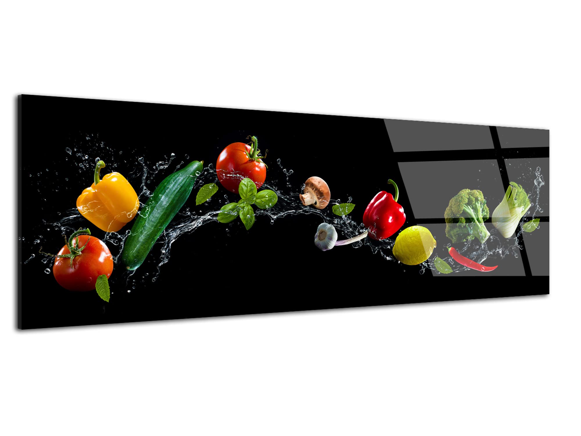 DECLINA – Tableau Mural Panoramique Légumes – Cadre Cuisine Ambiance Gourmande – Impression HD Sur Verre Acrylique – Fabrication Française