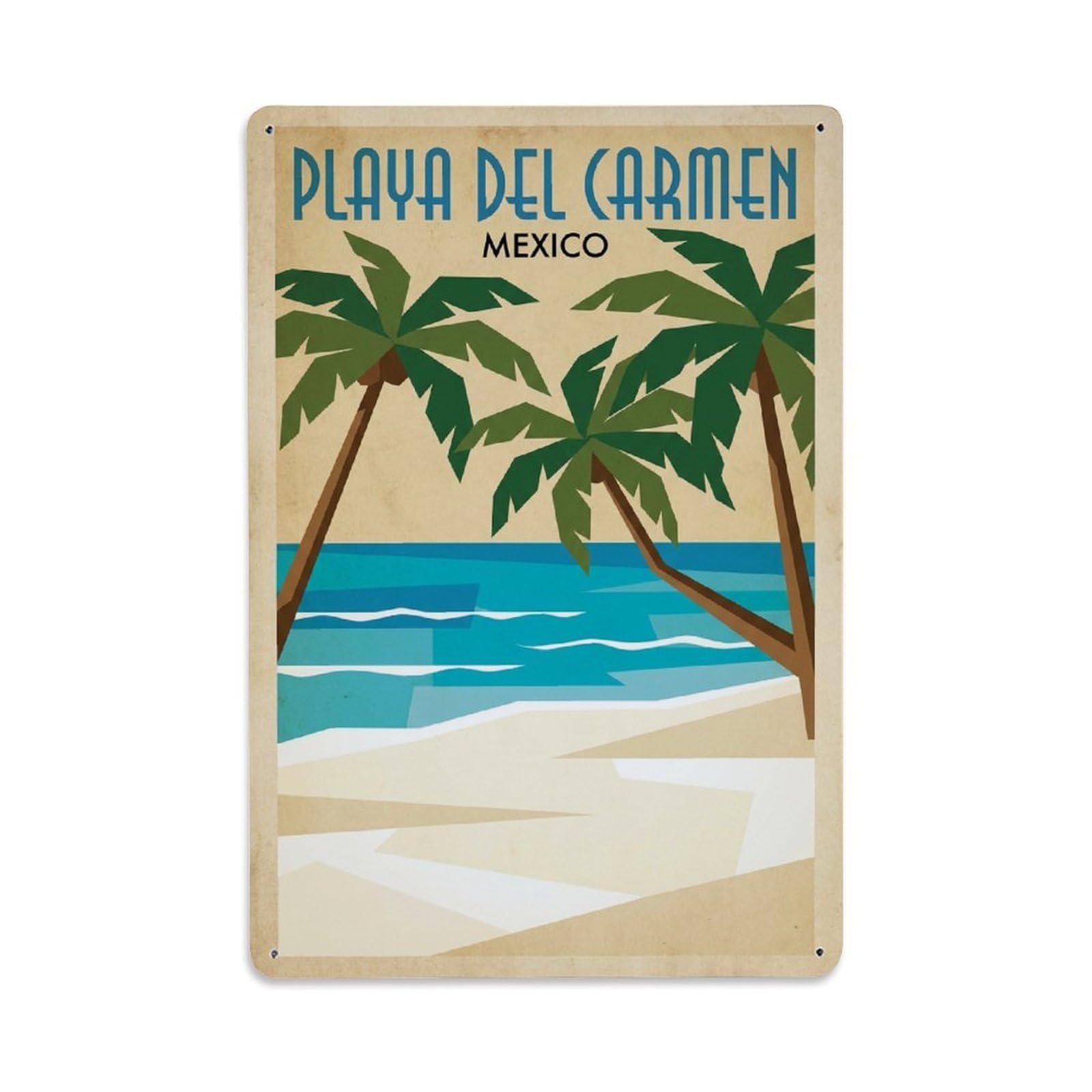 Xanthor Style Vintage Travel Mexico Playa Del Carmen Metal Tin Sign