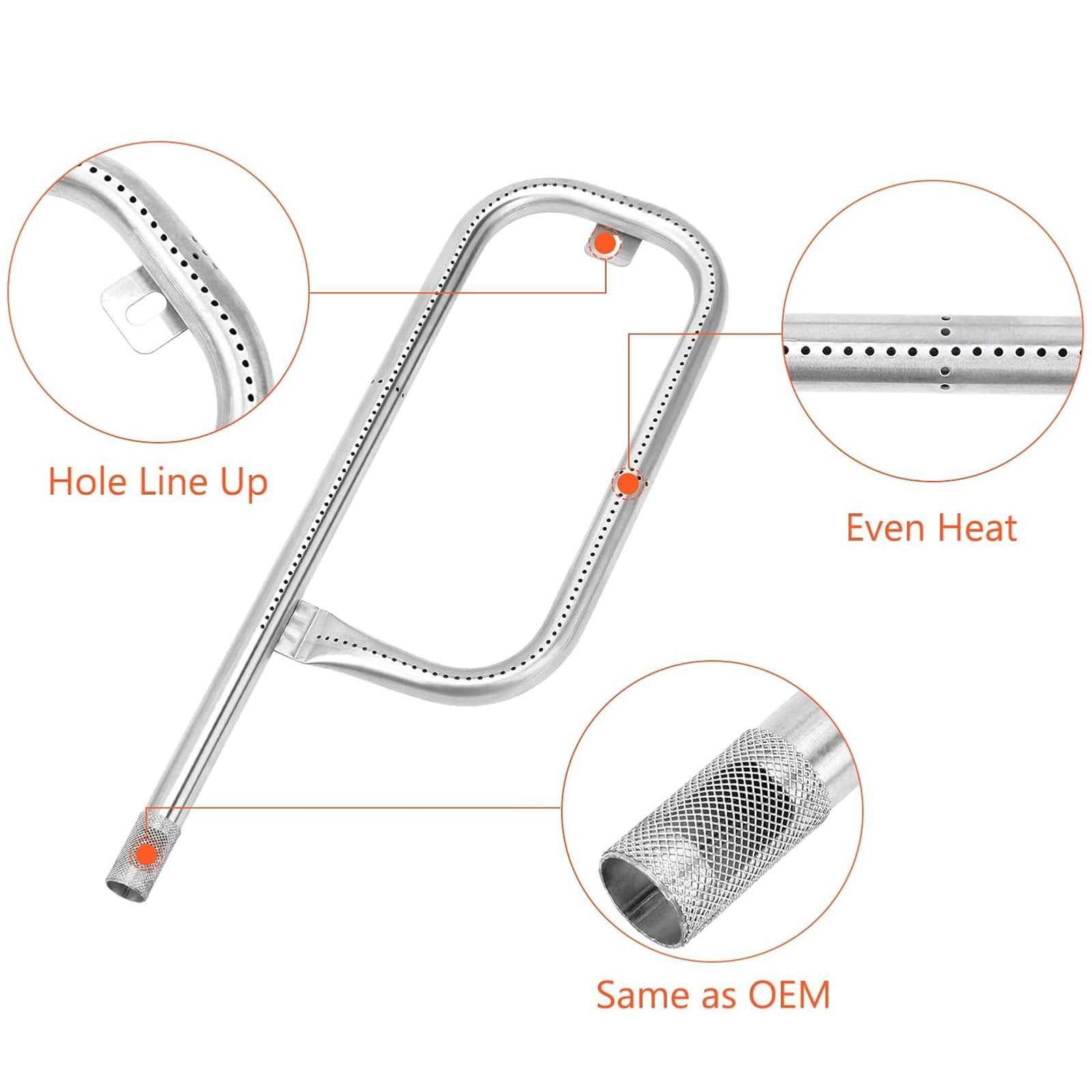 Denmay 60040 43.2CM Grill Burner Tube Sostituzione per Weber Q100, Q120, Burner Pipe Tube per Weber Q1000, Q1200 Gas Grills