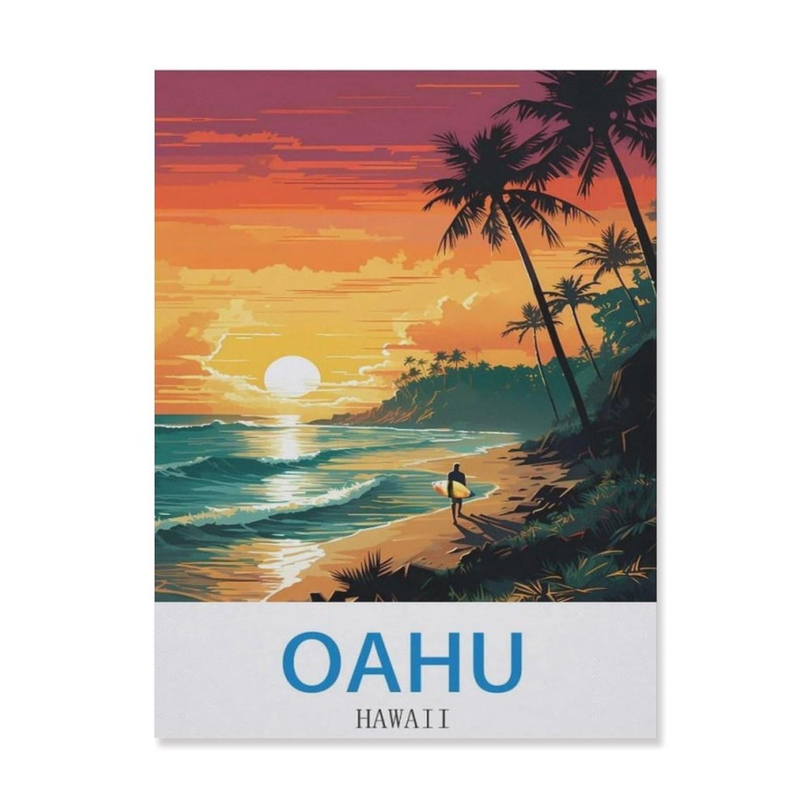 Oahu Hawaii，Tin Sign Metal Tin Sign/Metal Plaque Tin Sign Metal Sign(20x30cm）8x12 inch-EH85