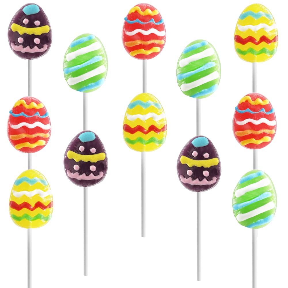 Fruidles Happy Easter Egg Lollipops Suckers, Fat-Free, Individually Wrapped Easter Egg Pops (12-Pack)