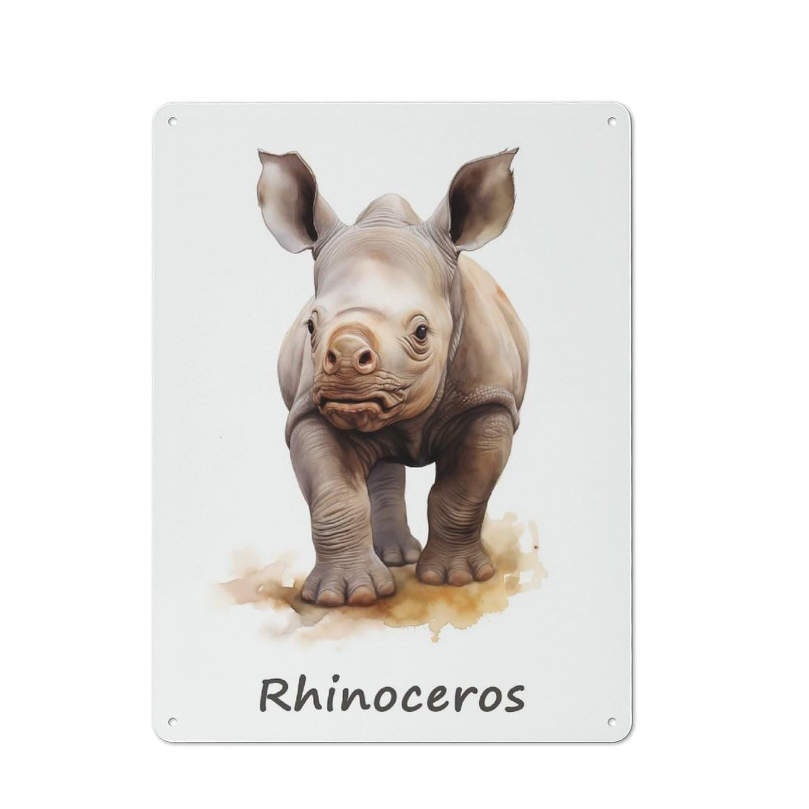 Junmoney Rhinoceros Animal Safari Metal Wall Sign 40X30cm Featuring For Bar Or Restaurant, For Bar Decor Enthusiasts