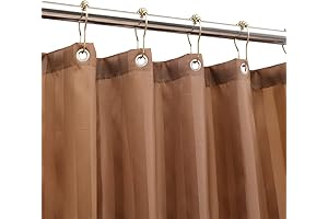 Waterproof Fabric Shower Curtain or Liner with Bottom Weight - Brown Strip