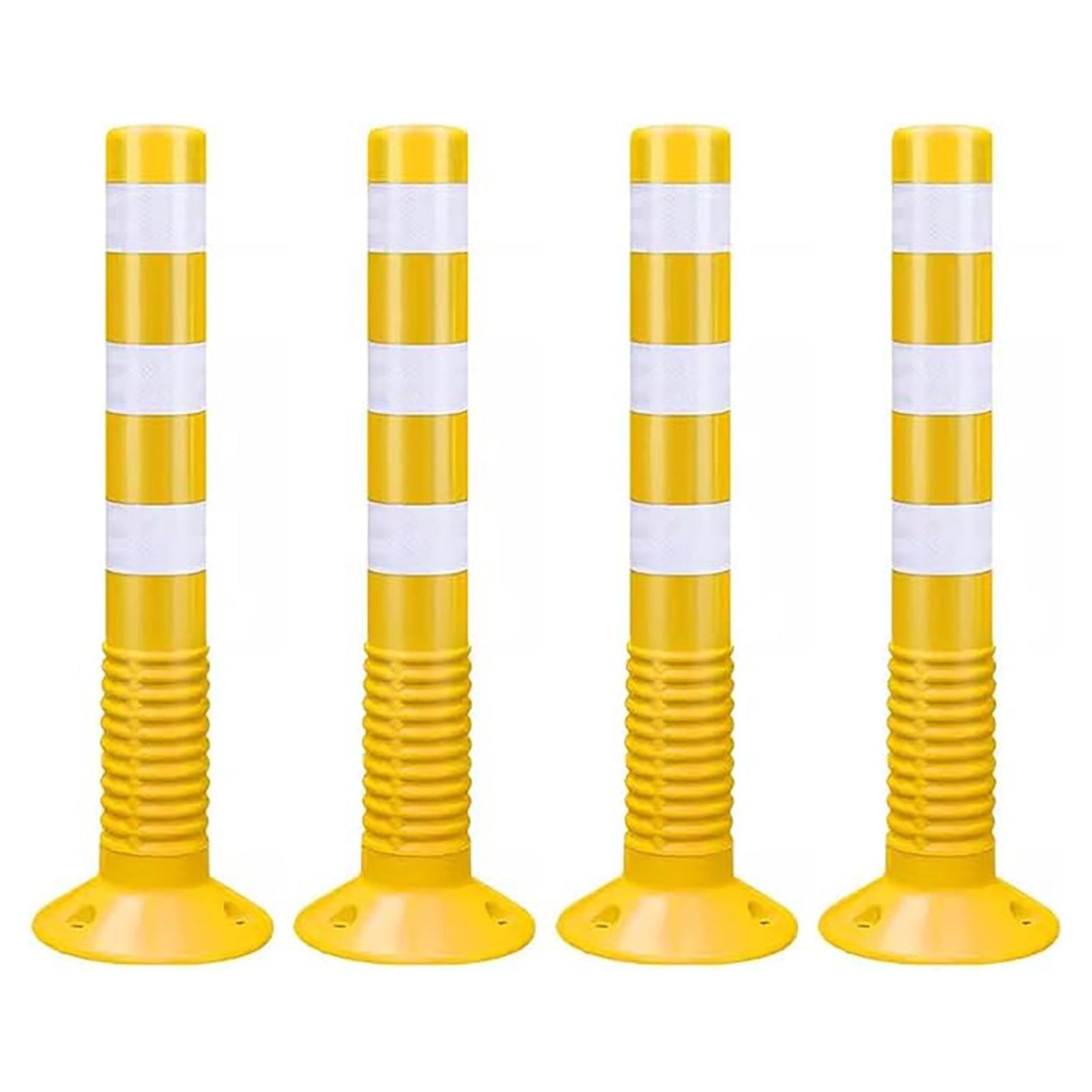 HCZKIUJY Parking Barrier Flexible Traffic Delineator Posts Safety Cones, Road Night Visual Bollard Pole (Yellow 4 pack)