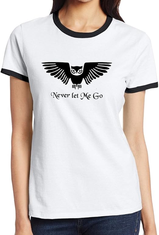 Amazon Aethertime レディース 半袖 リンガーtシャツ 羽ばたく梟 フクロウシルエット かっこいいロゴ ストリートカットソー オリジナルプリント Tシャツ カットソー 通販