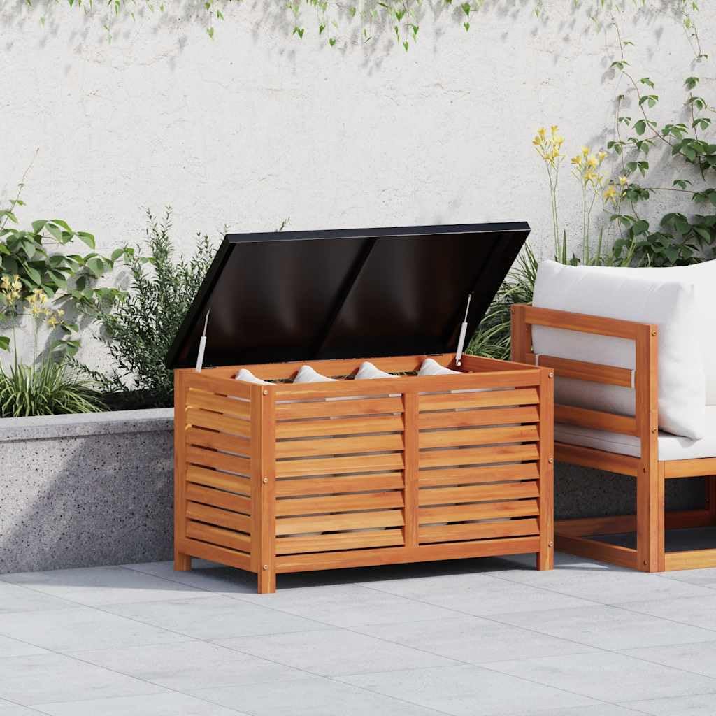 Scatola di immagazzinaggio da giardino 90 x 48 x 55 cm legno di eucalipto cassaforte di stoccaggio, scatola per cuscini per esterni interni, giardino, balcone, terrazza