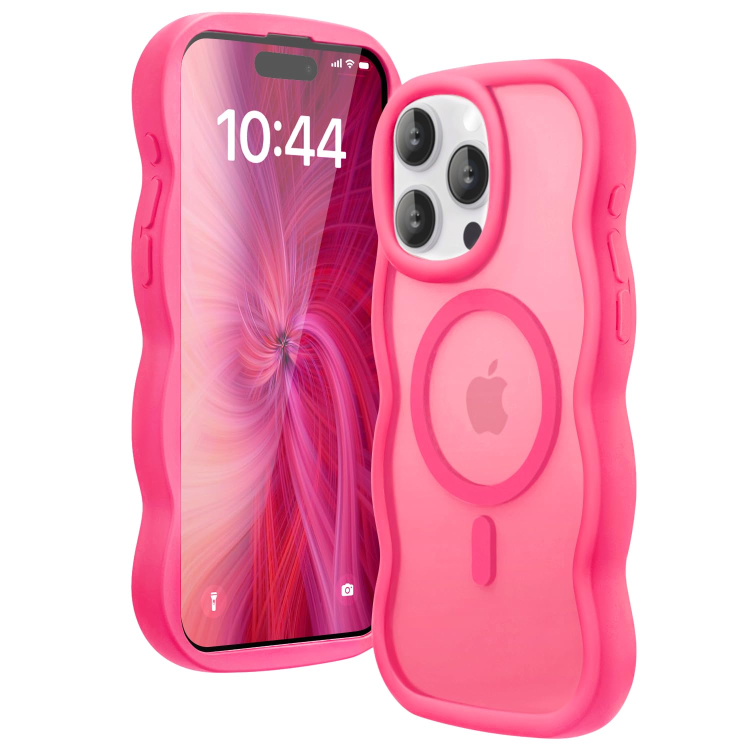 Amzfield Magnetic for iPhone 14 Pro Max Case, Compatible with Magsafe Wavy Frame Cute Translucent Matte Hard Back Silicone Bumper Shockproof Phone