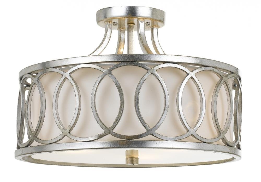 Libby Langdon for Crystorama Graham 3 Light Silver Ceiling Mount - Ceiling Light for Living Room, Hallway, Foyer, Dining Fixture - Great Overhead Style Modern Chandelier or Kitchen Farmhouse Fixtures