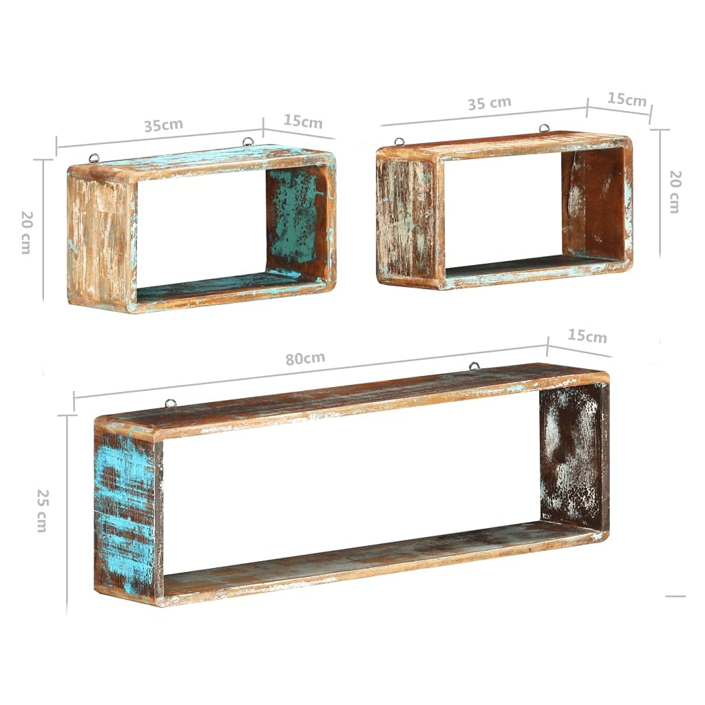 (Entrega flash) Estantes flotantes prácticos y decorativos para cocina, baño, salón, dormitorio, etc. 3 piezas, madera maciza reciclada.