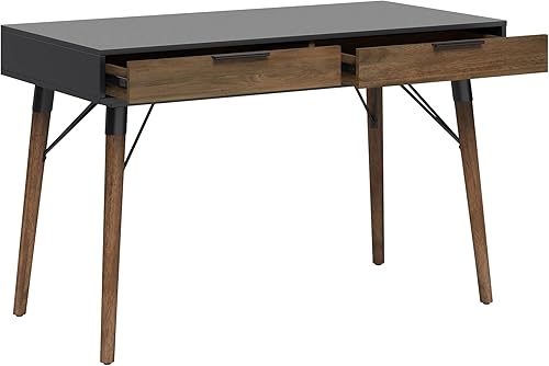 Miniatura 5 de Elle Décor Dani - Escritorio de 47 pulgadas de ancho, pino rústico del viejo mundo/gris oscuro