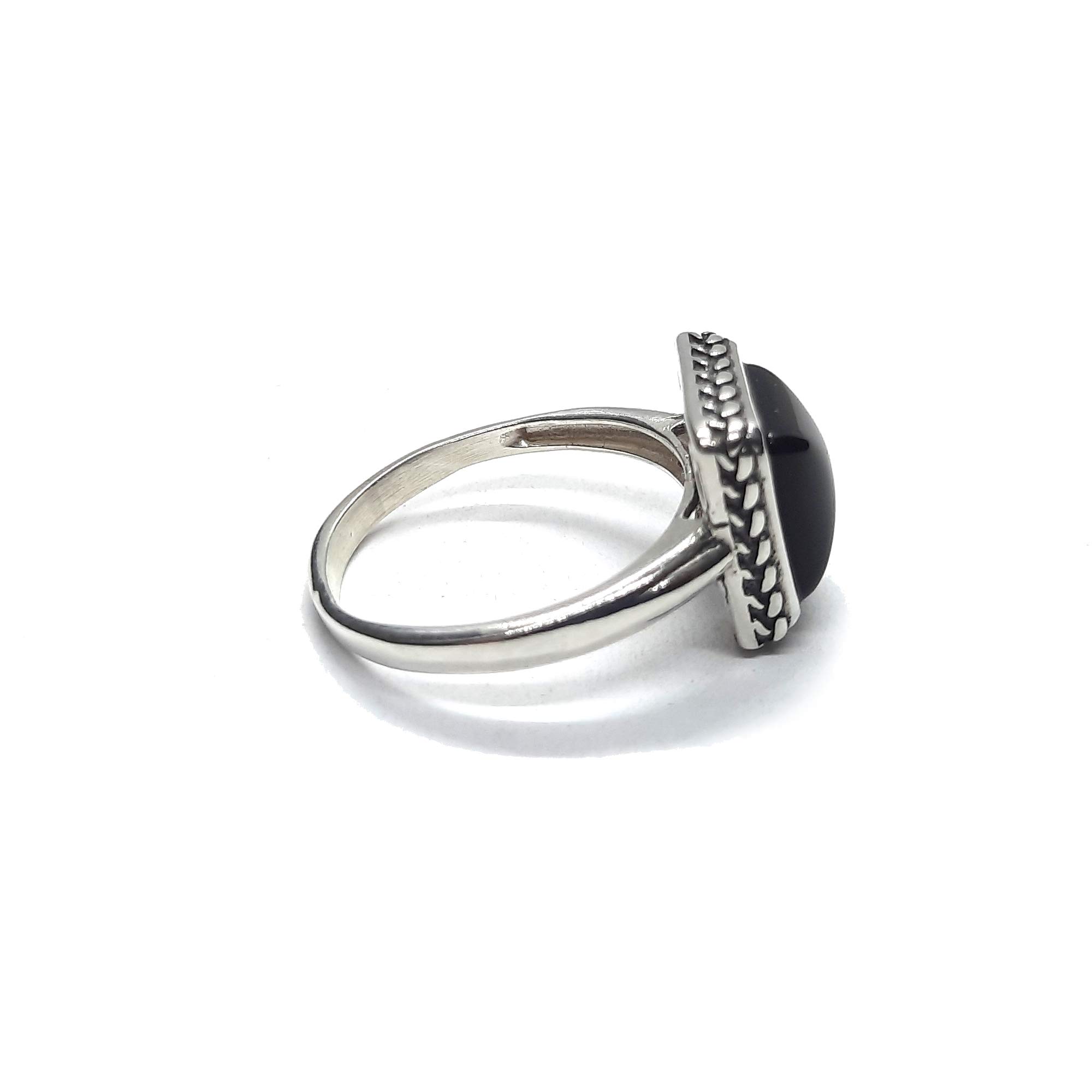 Anillo de Plata Esterlina Hecho a Mano Con Ónix Negro Genuino Sólido Estampado 925
