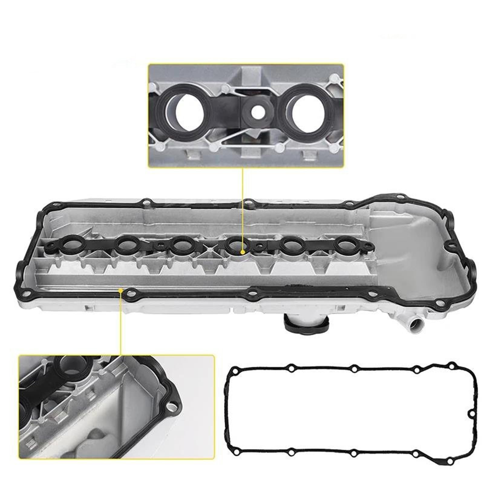 Coperchio Valvola Motore Coperchio Valvola A Bilanciere Motore In Alluminio Con Guarnizioni Bulloni Per BMW E46 E39 E60 E83 E53 X3 X5 Z4 325i 330i 525i 2002-2006 coperchio punterie