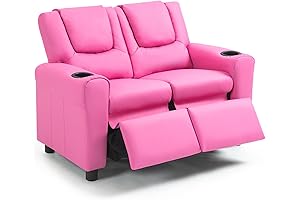 AVAWING Pink Kid Recliners for Girls - Upholstered PU Leather Double Kids...