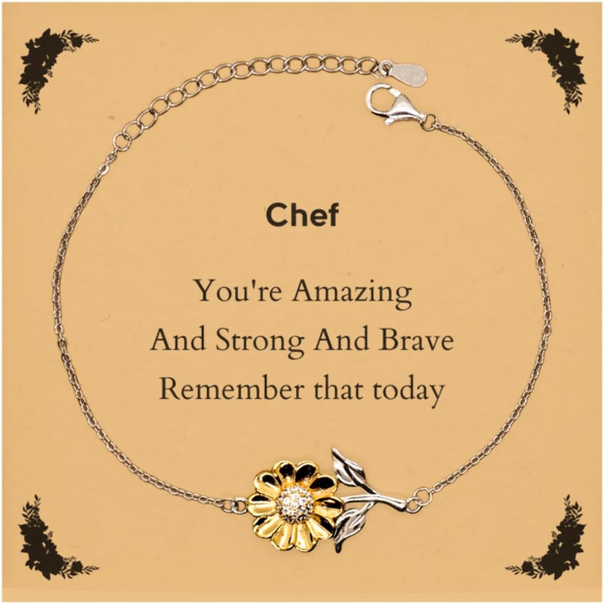 Chef Supporting Gifts, Sunflower Bracelet for Chef Leaving Gifts, Chef You're Amazing And Strong And Brave. Remeber that today, Graduation Birthday Christmas Idea for Chef, Men, Women