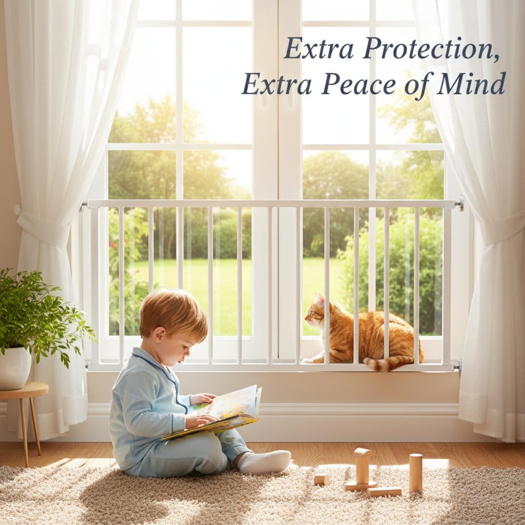 Barras de seguridad para ventanas, barandilla francesa para balcón para bebé, barandilla de ventana interior, barandilla de protección de ventana para niños, barras de seguridad para el hogar (blanco