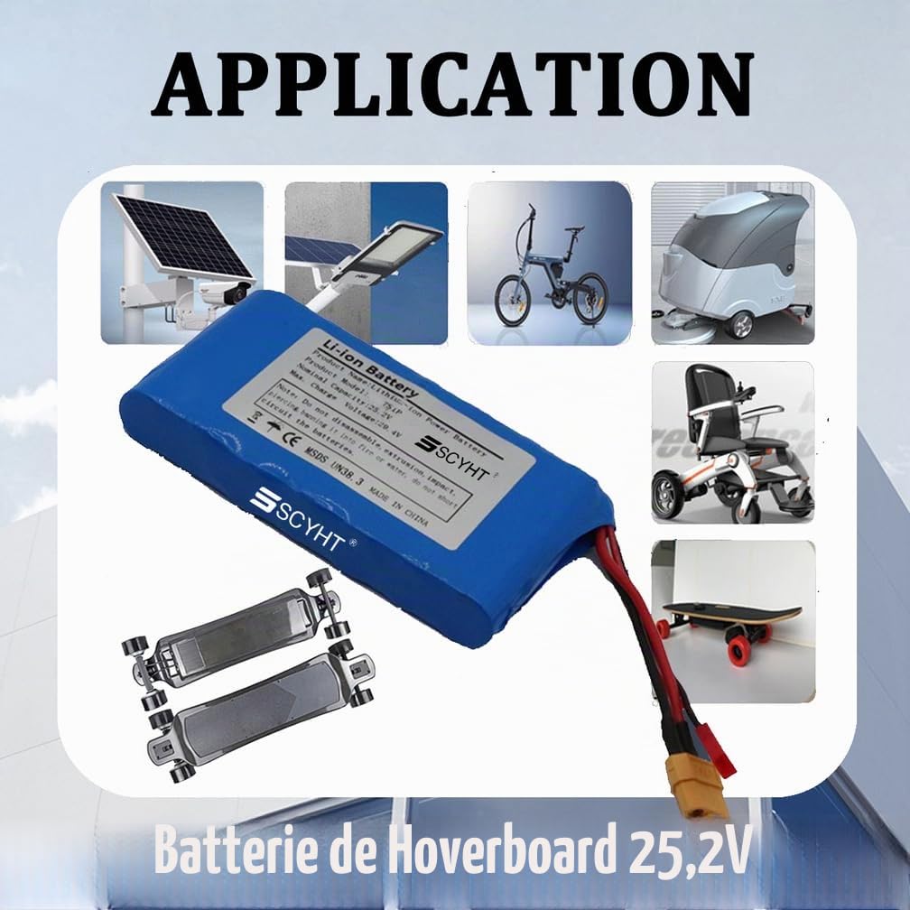 Batterie au Lithium 25,2 V Batterie Rechargeable 4 Ah 6 Ah Batteries de Remplacement 7S1P Batteries Hoverboard pour Moteur 50 W - 105 W avec Ports XT60 et JST,25.2v6ah 1pack