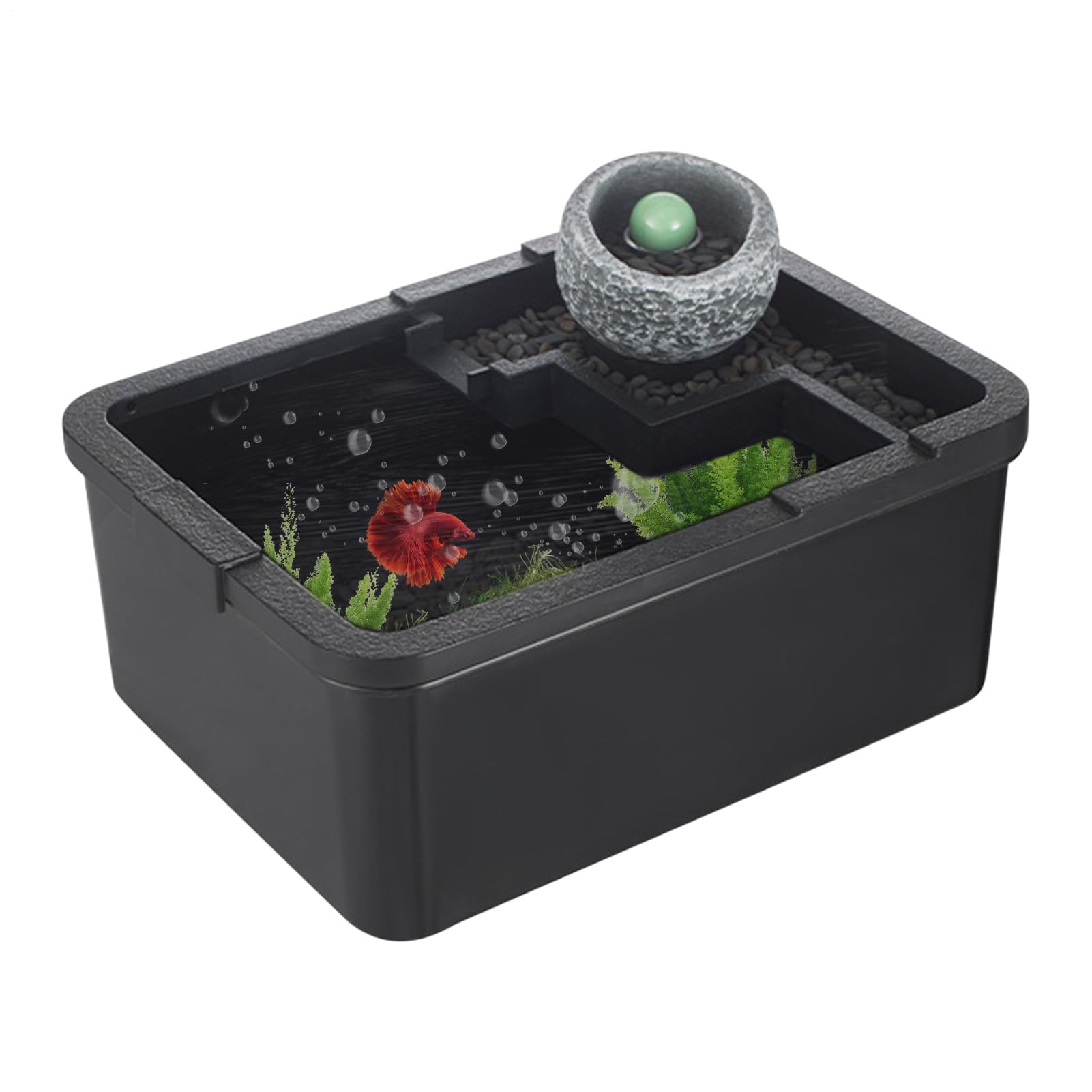 Acquari Piccoli Arredo Paesaggistico Silenzioso con Luce LED e Pompa | Acquario per Betta per Scrivania Ospedale Libreria Studio Camera da Gamberetti Reef Acquaponica