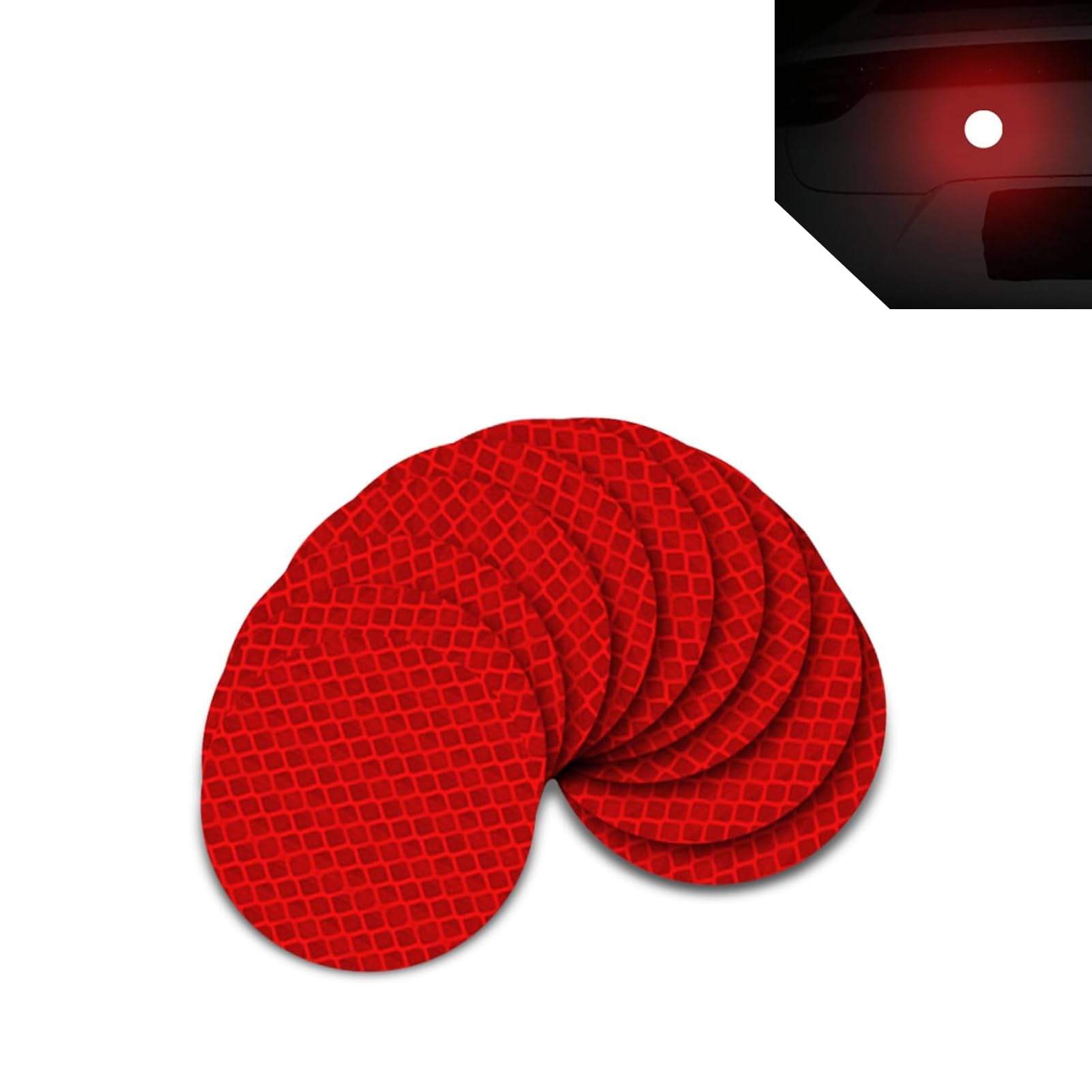 10 PCS Reflective Sticker, Round High Visibility Reflective Safety Stickers, Waterproof Car Exterior Accessories, Universal for Truck RV SUV Car Boat (Red)