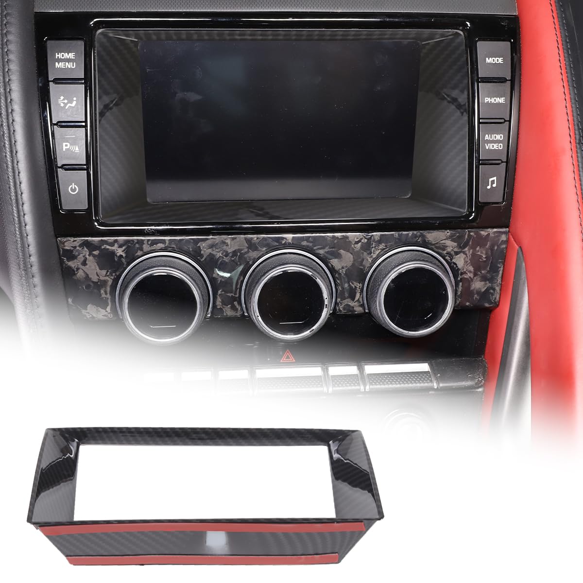 Car Dashboard GPS Navigation Panel Frame For Jaguar F-Type 2013-2024 Central Navigation Screen Panel Trim，Multimedia Control Screen Frame Decoration Cover (Navigation Screen Inner Frame, Carbon Fiber)