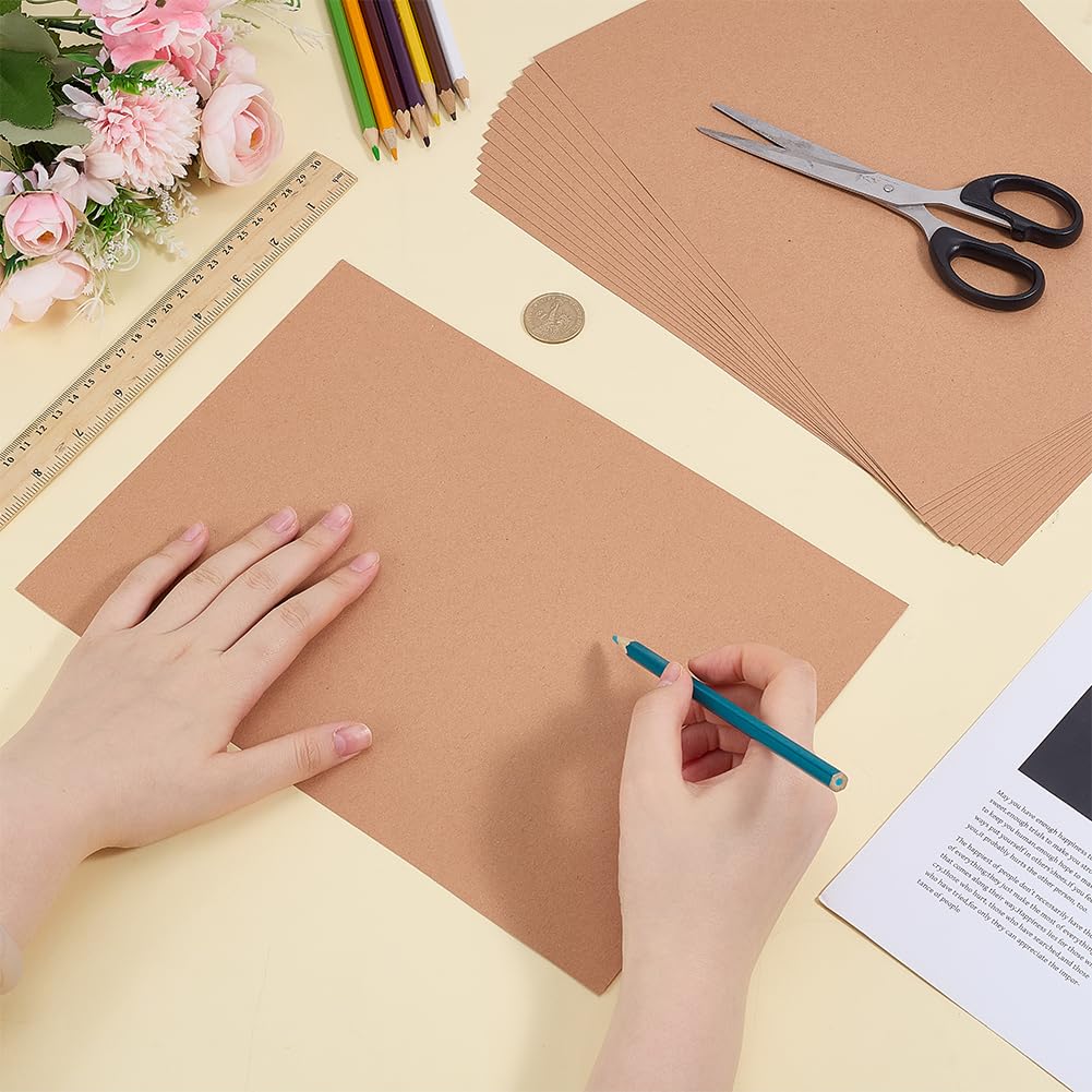 NBEADS 100 Blatt A4 Bastelkarton, 0.2mm dicker stabiler Vollkarton Druckerpapier zum Kartenbasteln Scrapbooking und Handarbeiten, 29.7x21cm, Hellbraun